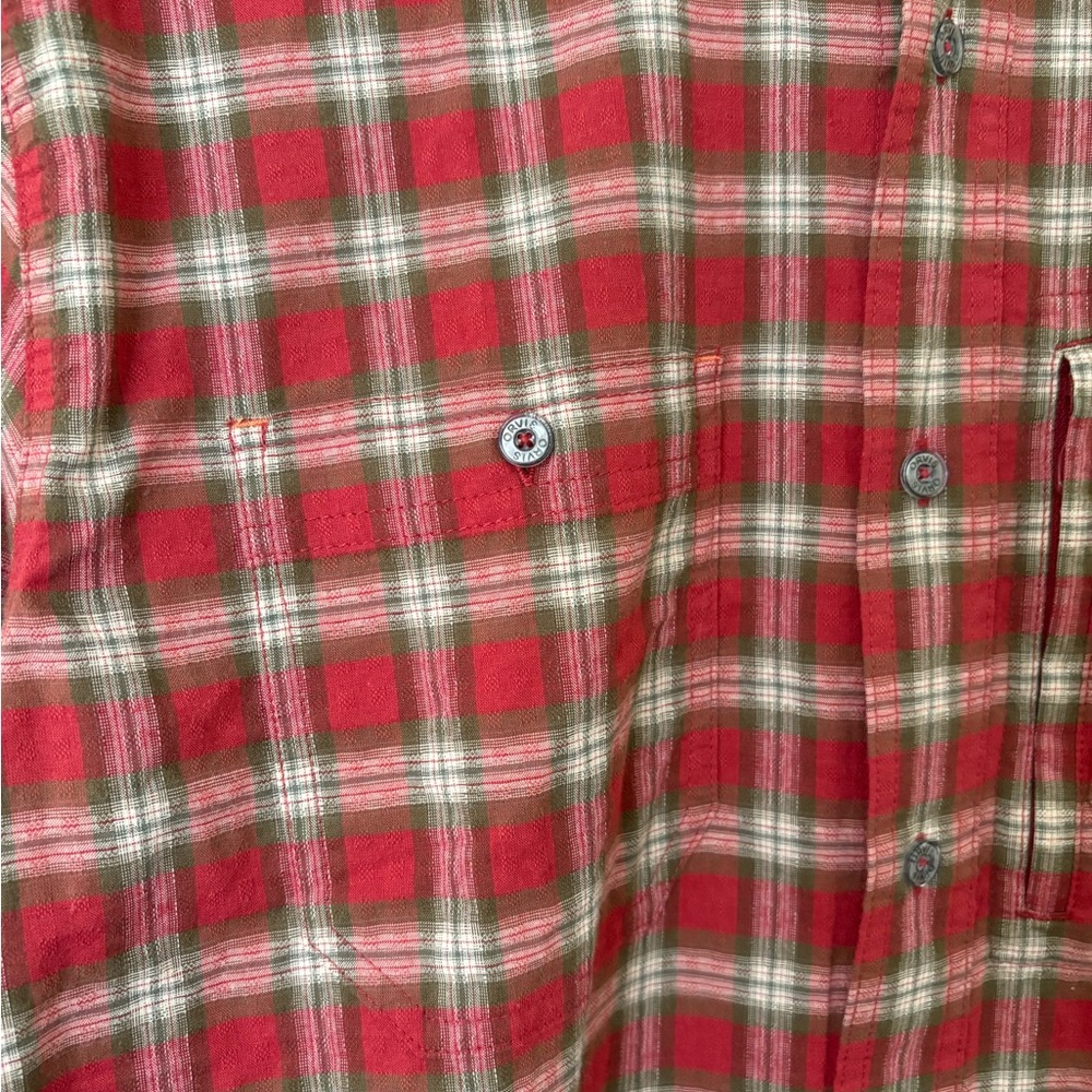 Orvis Flat Creek Organic Plaid Men's Shirt. Medium. Red/white NWT - Picture 3 of 8